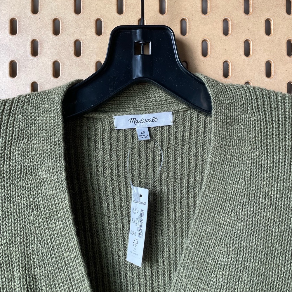 Madewell V-Neck Button-Front Long Cardigan Sweater - Classic Olive